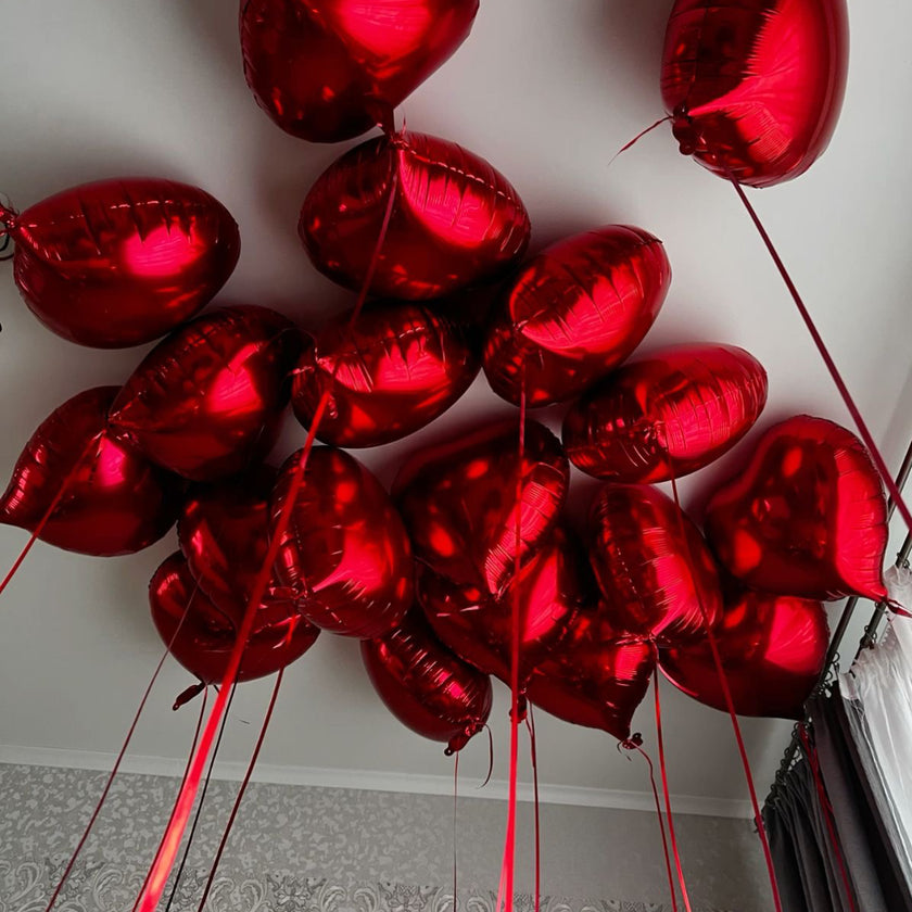20 Heart Shape Foil Balloons - Helium