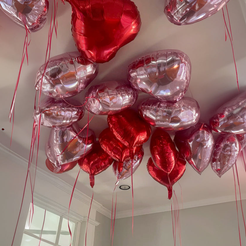 20 Heart Shape Foil Balloons - Helium
