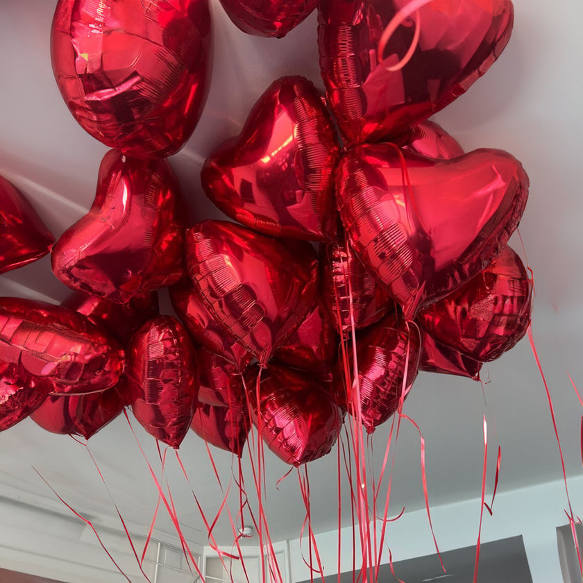 20 Heart Shape Foil Balloons - Helium
