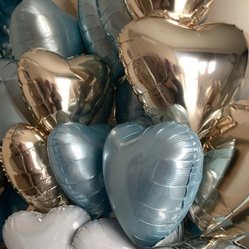 20 Heart Shape Foil Balloons - Helium