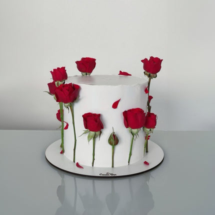 Elegant Red Rose Cake