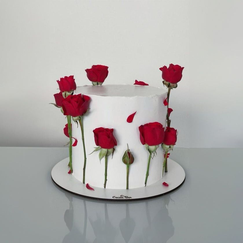 Elegant Red Rose Cake
